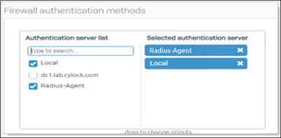 Selecting RADIUS – Agent for login users in Sophos user portal